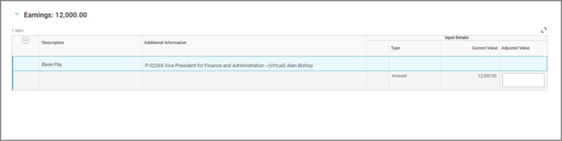 Earning Section expanded