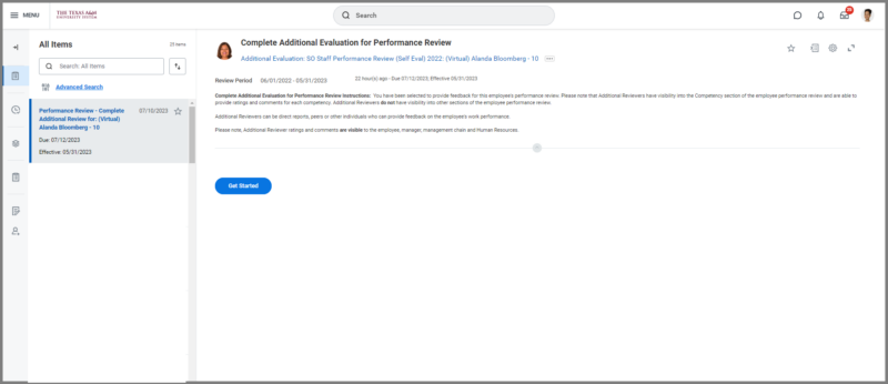 Inbox action item for Get additional reviewer