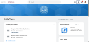 workday homepage with box around bell notification icon