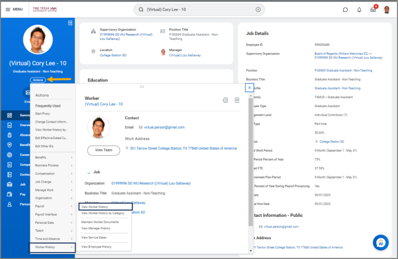 Worker Profile to Worker History