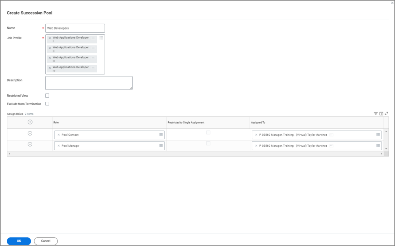 Create Succession Pool Page 