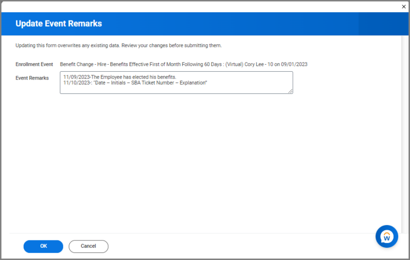 Updating Enrollment Remarks