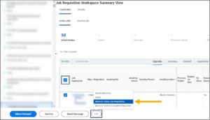 The Job Requisition Workspace Summary View page