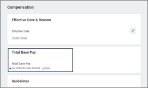 The total Base Pay section under Compensation