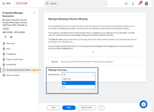 page for Manager/Employee review meeting