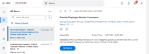 initial page of provide employee review comments allows you to review comments made by your Manager