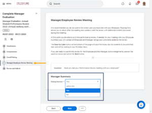 MANAGER AND EMPLOYEE REVIEW MEETING DETAILED PAGES