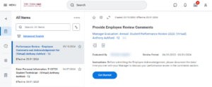 inbox task: student to provide employee