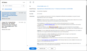 upload dependent documentation in inbox with hr connect legacy link emphasized