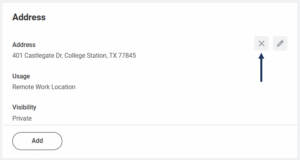 delete the remote work location address