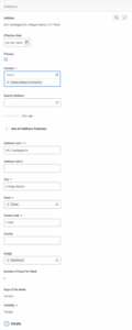 home address contact information section