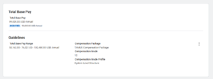 The Default Compensation Change inbox item with the Total Base Pay section 