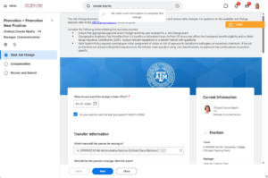 start job change with pop up we need more information