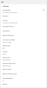Job Section of the Create Job Requisition Job Aid