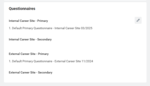 Questionnaire section of the Job Requisition Task
