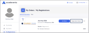 registration details button on event tile